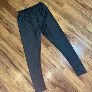 NEW Ashley Stewart Brown Lined Faux Leather Leggings 12 PLUS SIZE